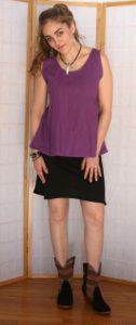 Z Shirt Purple Linen w/ Black Skirt