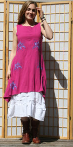 Silvi Tunic Magenta w Lavender Reverse Appliqué' w White Dress