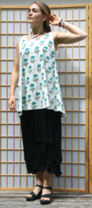 Z Shirt Long Teal Flower Indian Print w Long Black Dress