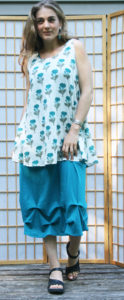 Z Shirt Long Teal Flower Indian Print w Teal Knit Dress