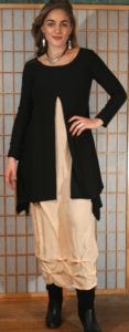 Lavinia Tunic Black w Long Salmon Dress