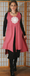 Olivia Tunic Rose w Long Sleeved Long Black Dress